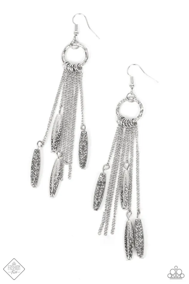 Earrings Paparazzi Accessories Thrifty Tassel Silver Earrings Jewelry by Bretta