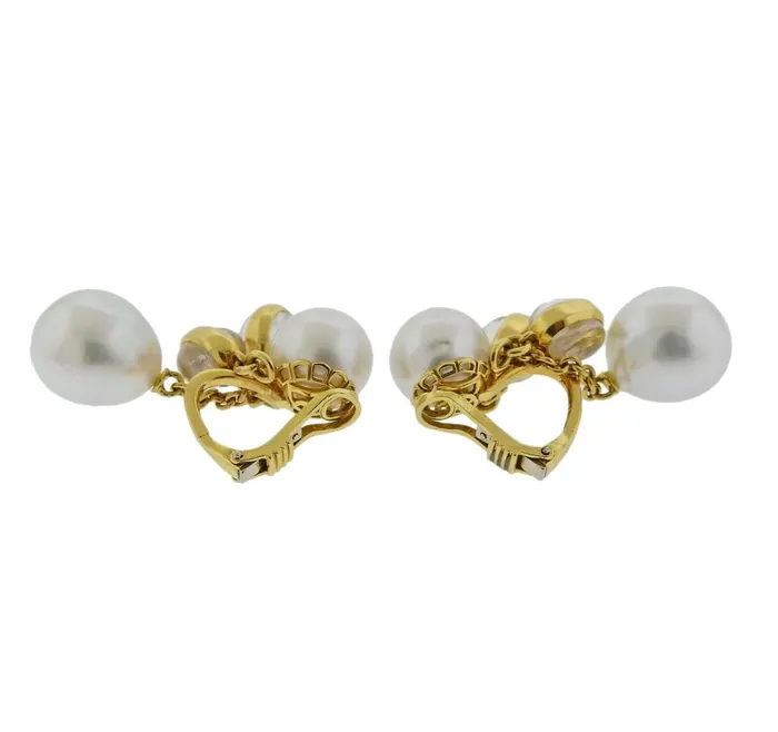 Earrings Prince Dimitri Assael Prince Dimitri South Sea Pearl Moonstone Gold Drop Earrings