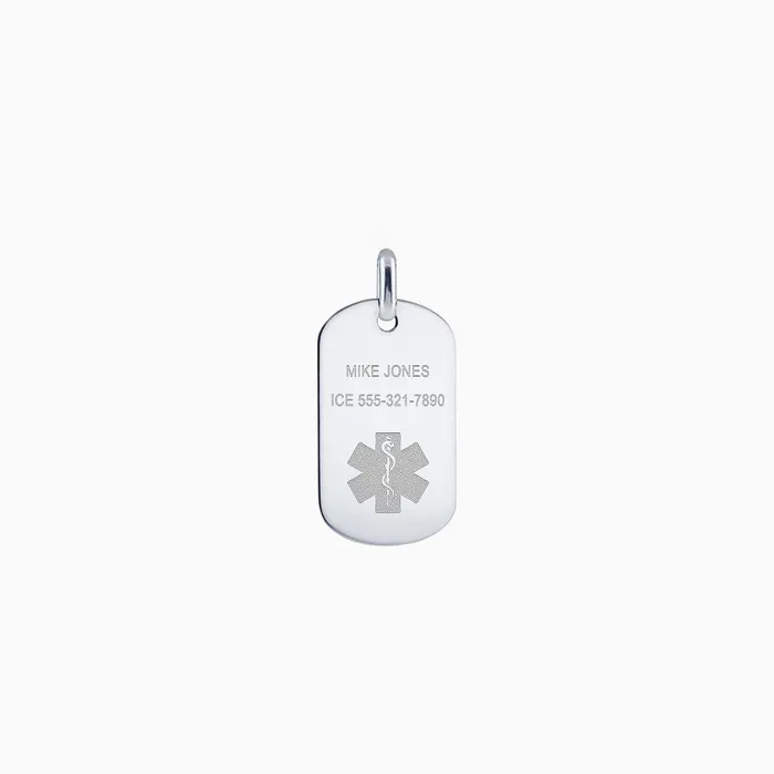 Earrings Sandy Steven Engravers Engravable Mens FlatEdge 14k White Gold Medical Alert Dog Tag with Star of Life Symbol Medium Earrings Sandy Steven Engravers Engravable Mens FlatEdge 14k White Gold Medical Alert Dog Tag with Star of Life Symbol Medium
