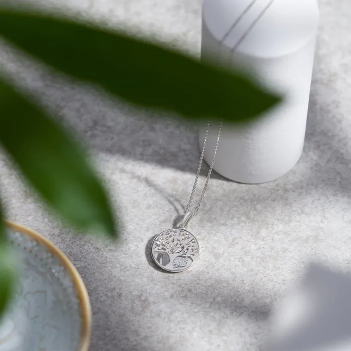 EverWith Necklaces EverWith Engraved Tree of Life Discreet Messaging Memorial Photo Engraving Pendant