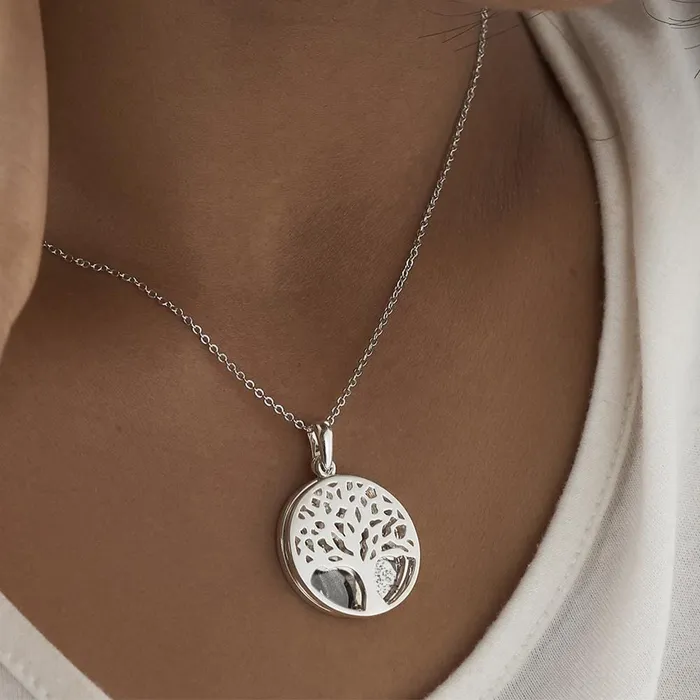 EverWith Necklaces EverWith Engraved Tree of Life Discreet Messaging Memorial Photo Engraving Pendant