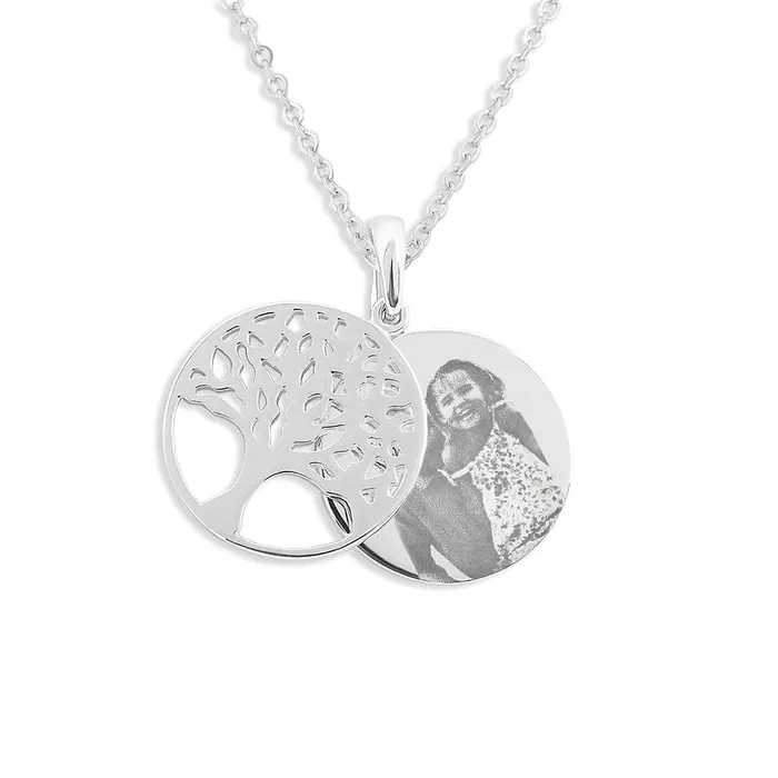 EverWith Necklaces EverWith Engraved Tree of Life Discreet Messaging Memorial Photo Engraving Pendant