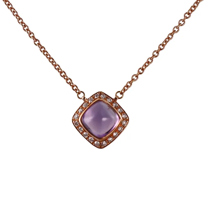 Fred Pain de Sucre Rose Gold Amethyst Diamond Necklace Fred Paris Necklaces