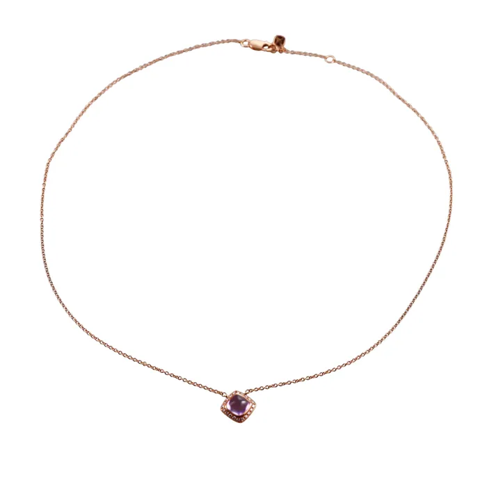 Fred Pain de Sucre Rose Gold Amethyst Diamond Necklace Fred Paris Necklaces