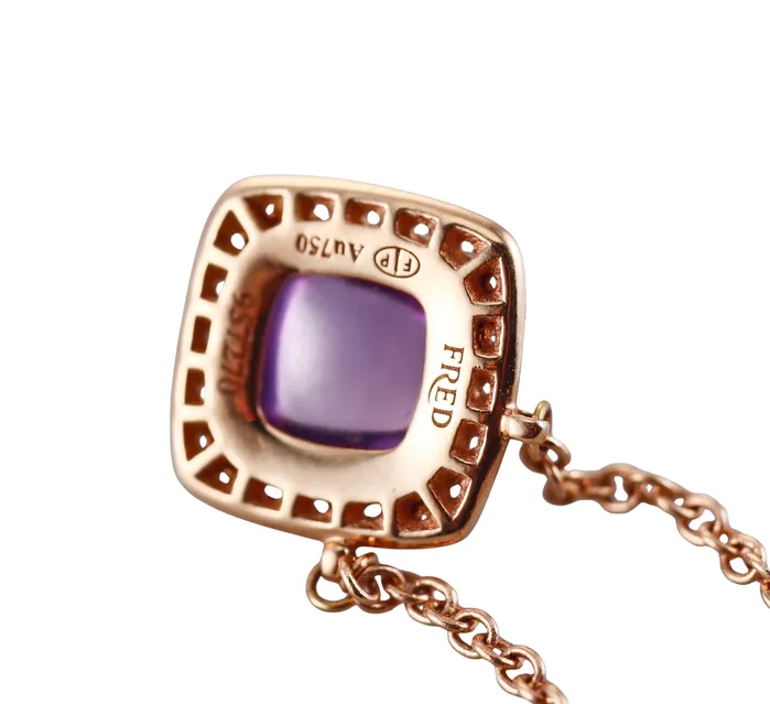 Fred Pain de Sucre Rose Gold Amethyst Diamond Necklace Fred Paris Necklaces