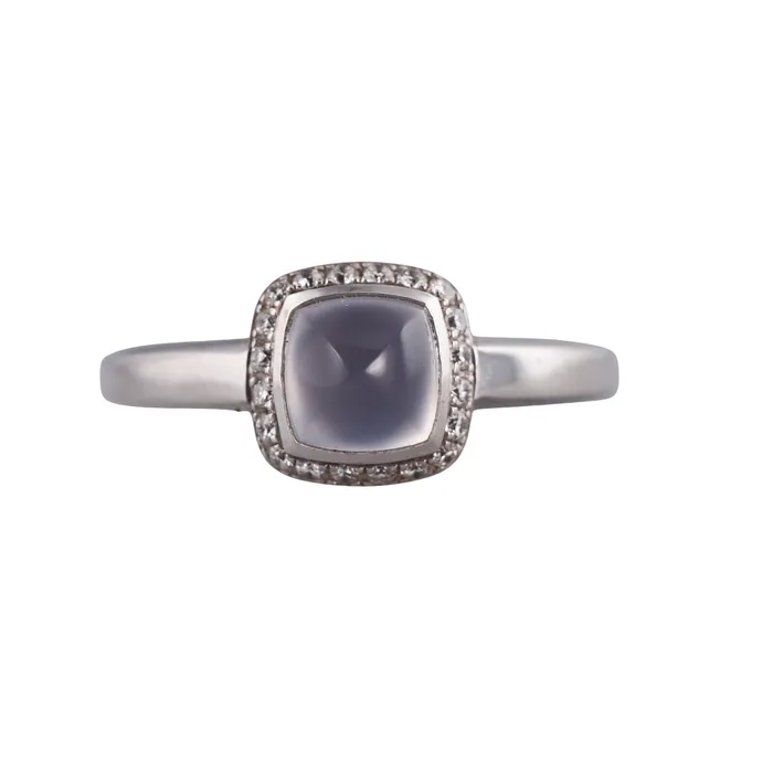 Fred Pain de Sucre White Gold Diamond Moonstone Small Model Ring Fred Paris Rings Fred Pain de Sucre White Gold Diamond Moonstone Small Model Ring Fred Paris Rings