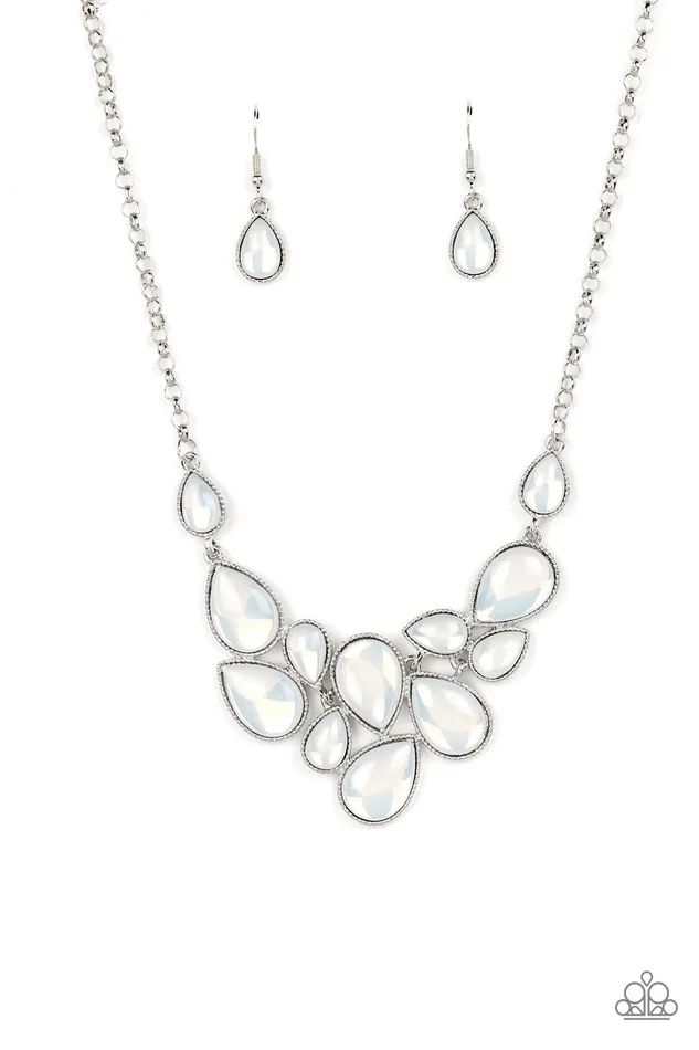 Keeps GLOWING and GLOWING White Necklace Jewelry by Bretta Paparazzi Accessories Necklaces