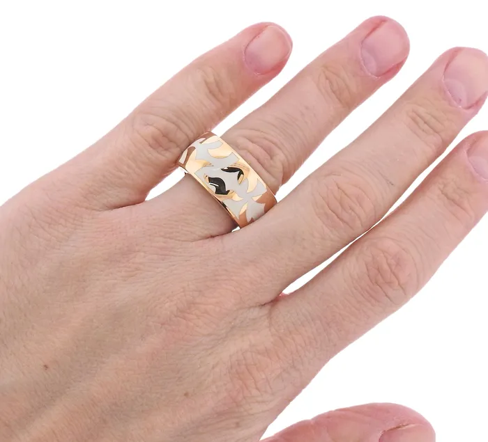 Leo Wittwer Rings Leo Wittwer Rose Gold White Enamel Diamond Band Ring
