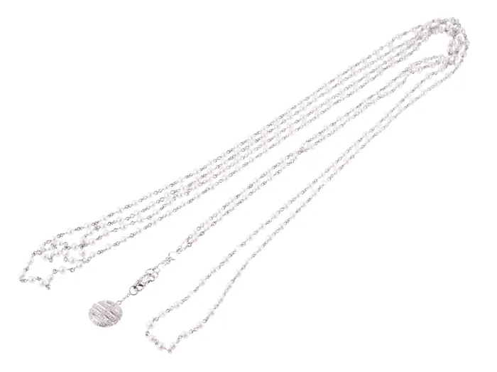 Mimi Milano Mimi Milano Nagai Pearl Diamond Gold Long Necklace Necklaces