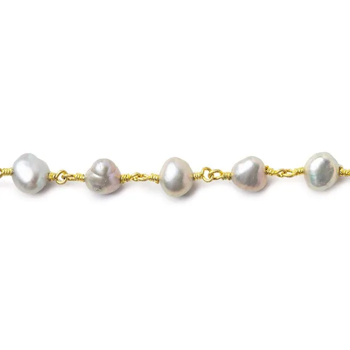 Necklaces 7x6mm Rose Silver side drilled Baroque Pearl Gold plated Chain Beadsofcambaycom Necklaces 7x6mm Rose Silver side drilled Baroque Pearl Gold plated Chain Beadsofcambaycom