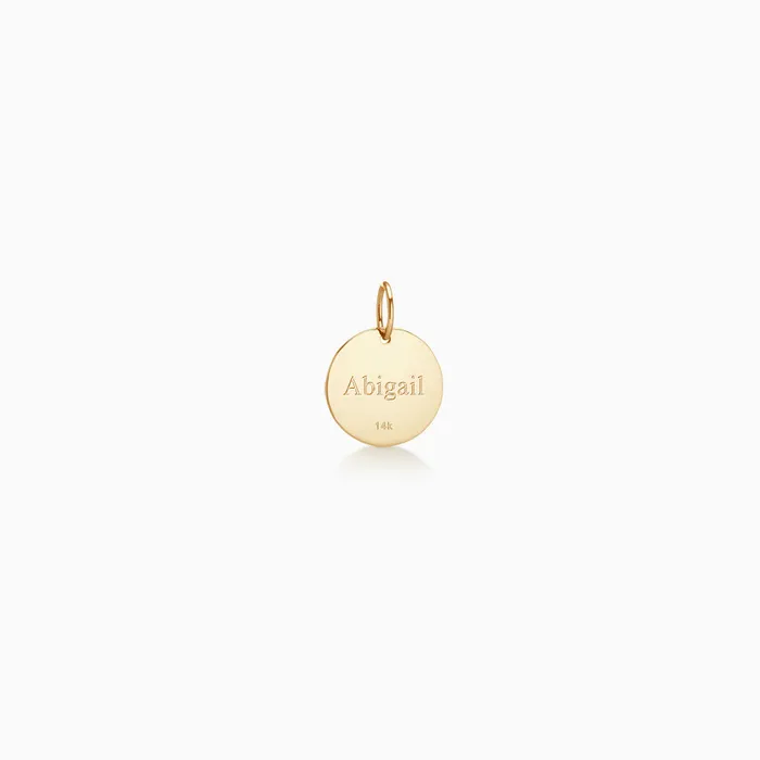 Necklaces Sandy Steven Engravers 12 inch 14k Yellow Gold Disc Charm Pendant with Diamond Star of David Engravable
