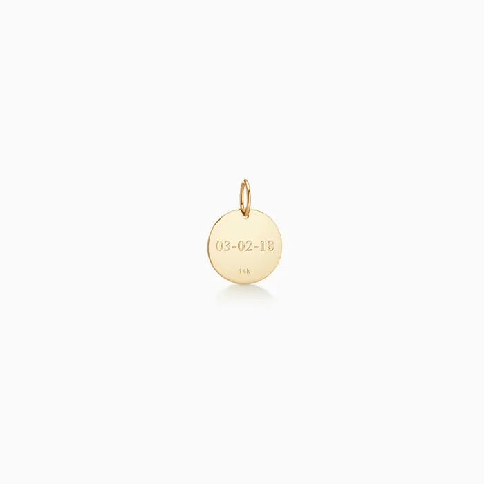 Necklaces Sandy Steven Engravers 12 inch 14k Yellow Gold Disc Charm Pendant with Diamond Star of David Engravable
