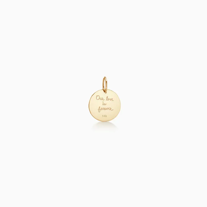 Necklaces Sandy Steven Engravers 12 inch 14k Yellow Gold Disc Charm Pendant with Diamond Star of David Engravable