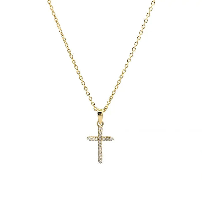 Necklaces Senso Gold Gold necklace with cross pendant 14K with embedded zirconia Senso Gold Shine Necklaces Senso Gold Gold necklace with cross pendant 14K with embedded zirconia Senso Gold Shine