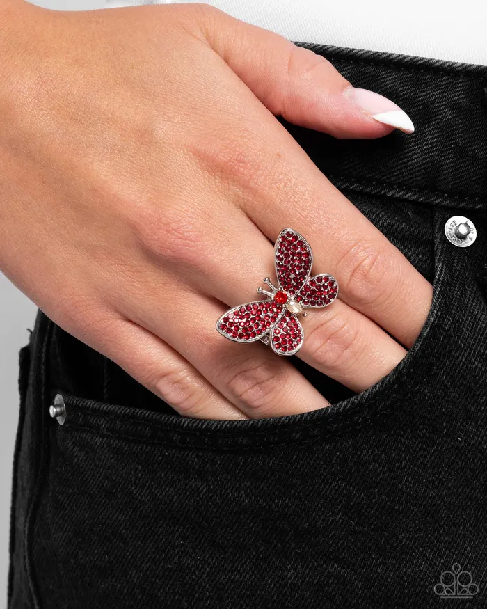 Paparazzi Accessories Admirable Ascension Red Butterfly Ring Jewelry by Bretta Rings