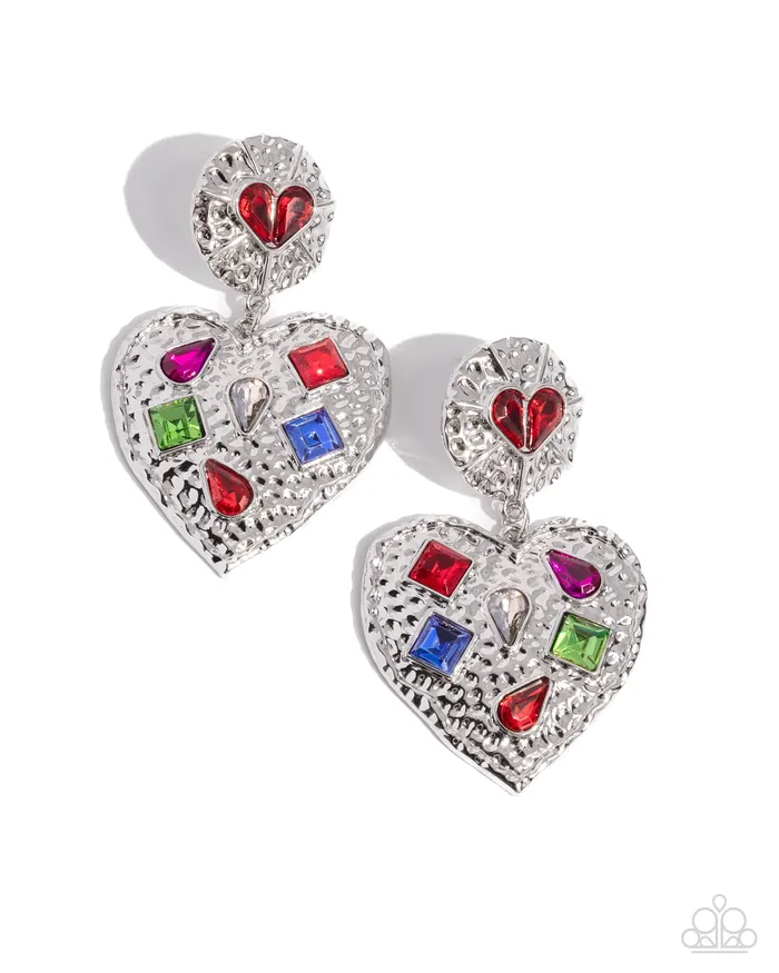 Paparazzi Accessories Antiqued Allure Red Heart Earrings Jewelry by Bretta Earrings