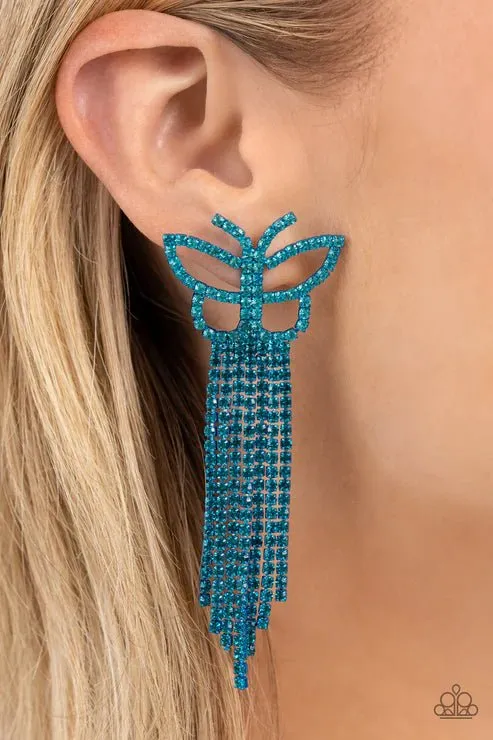 Paparazzi Accessories Billowing Butterflies Blue Post Earrings Jewelry by Bretta Earrings