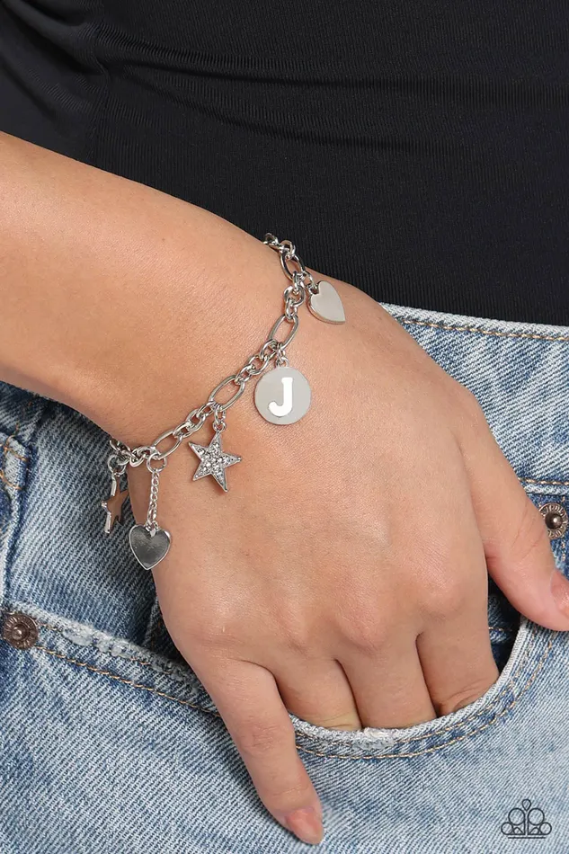 Paparazzi Accessories Bracelets Legacy Letters White J Bracelet Jewelry by Bretta Paparazzi Accessories Bracelets Legacy Letters White J Bracelet Jewelry by Bretta