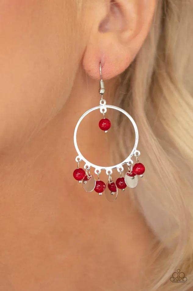 Paparazzi Accessories Earrings Bubbly Buoyancy Red Earrings Jewelry By Bretta