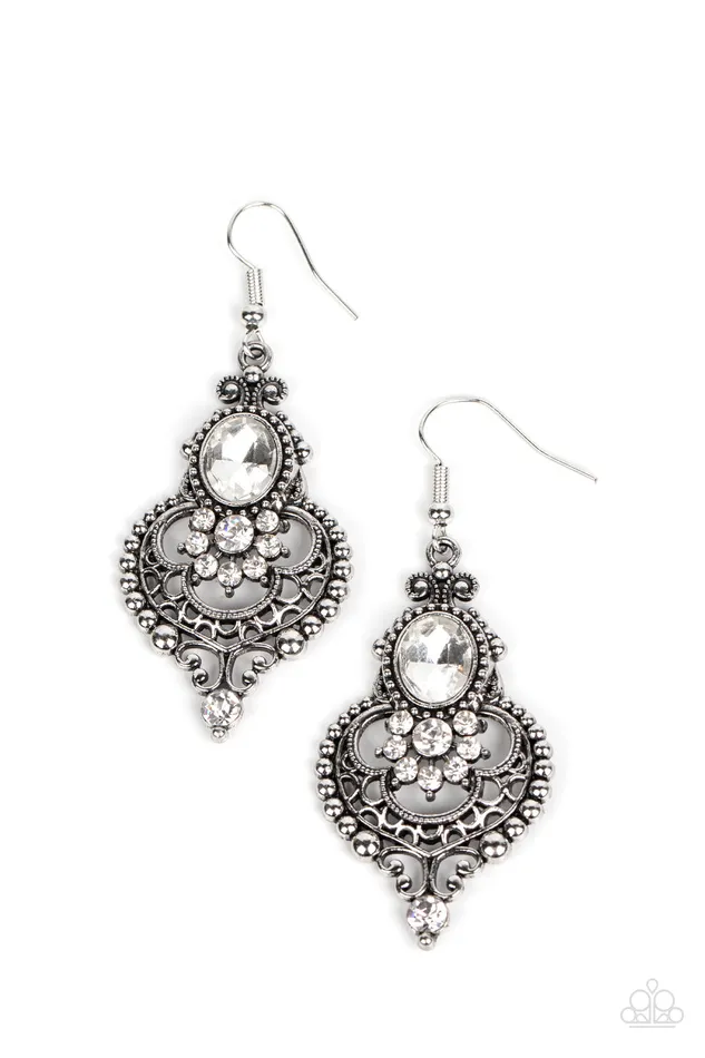 Paparazzi Accessories Earrings Castle Chateau White Earrings Jewelry by Bretta