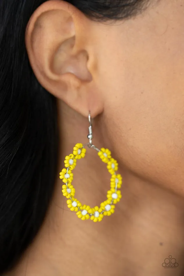 Paparazzi Accessories Earrings Festively Flower Child Yellow Earrings Jewelry by Bretta