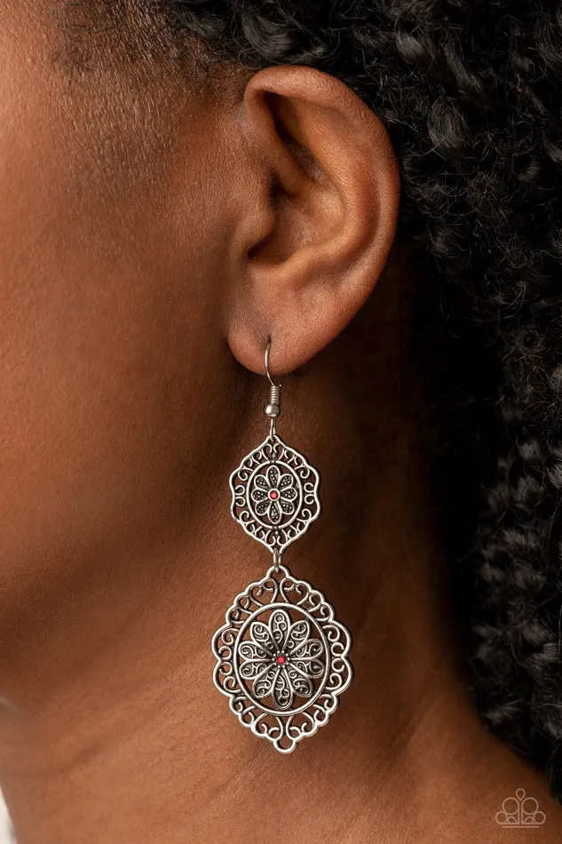 Paparazzi Accessories Earrings Floral Favorite Red Earrings Jewelry by Bretta