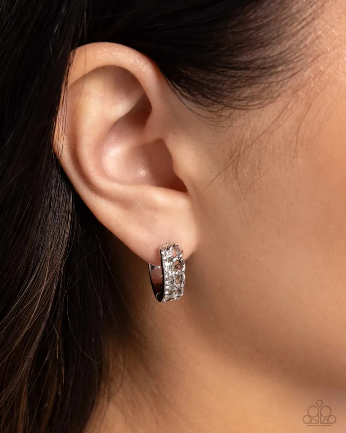 Paparazzi Accessories Earrings Lethal Layers White Hoop Earrings Jewelry by Bretta
