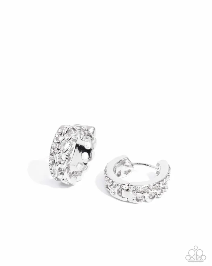 Paparazzi Accessories Earrings Lethal Layers White Hoop Earrings Jewelry by Bretta