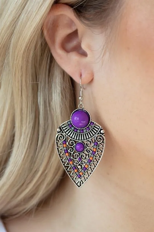 Paparazzi Accessories Earrings Tribal Territory Purple Earrings Jewelry by Bretta