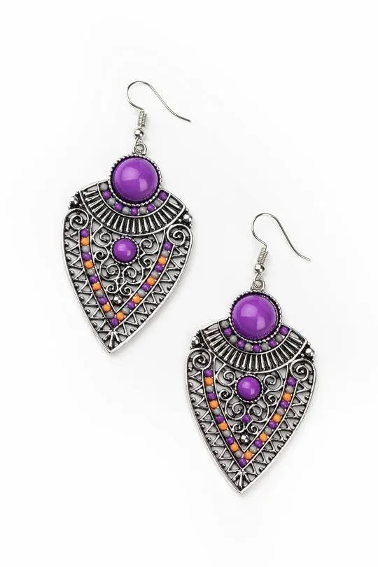 Paparazzi Accessories Earrings Tribal Territory Purple Earrings Jewelry by Bretta