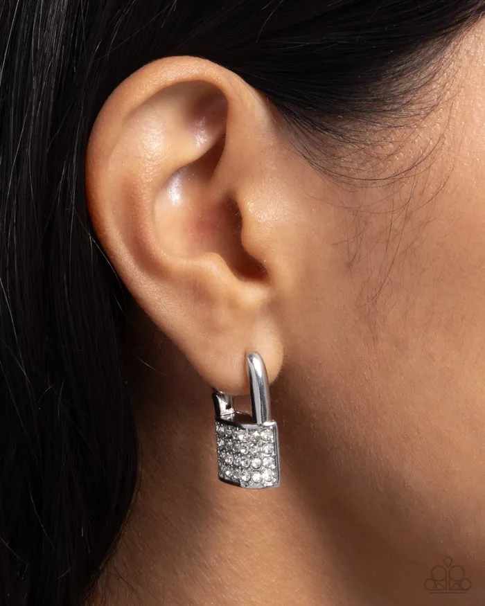 Paparazzi Accessories Locked Luxury White Earrings Jewelry by Bretta Earrings