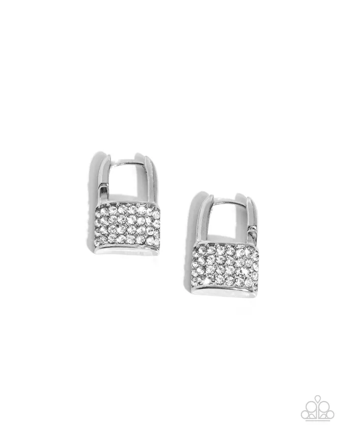 Paparazzi Accessories Locked Luxury White Earrings Jewelry by Bretta Earrings