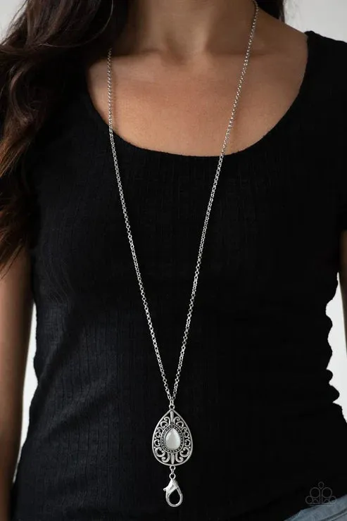 Paparazzi Accessories Necklaces Modern Majesty White Lanyard Necklace Jewelry by Bretta Paparazzi Accessories Necklaces Modern Majesty White Lanyard Necklace Jewelry by Bretta