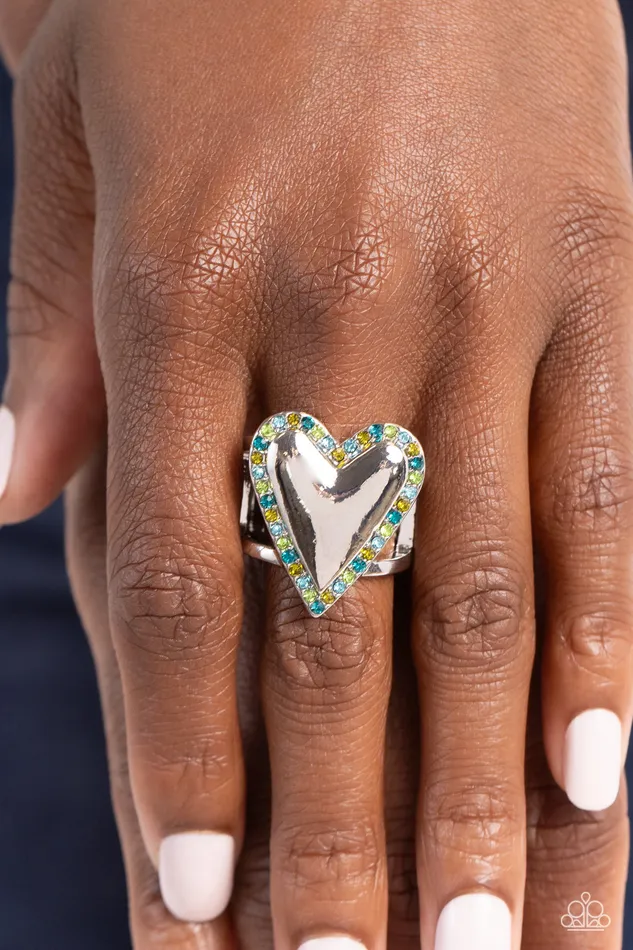 Paparazzi Accessories Rings Smitten Shimmer Green Heart Ring Jewelry by Bretta