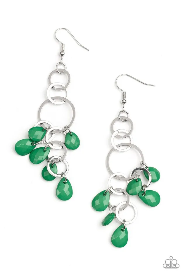 Paparazzi Accessories Sandcastle Sunset Green Earrings Jewelry by Bretta Earrings
