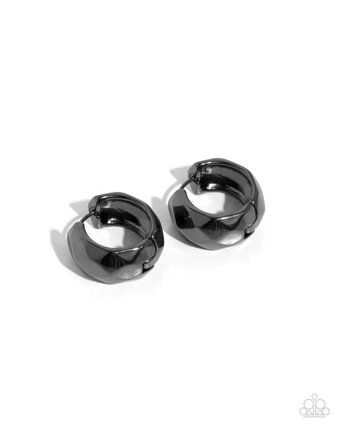 Patterned Past Black Hoop Earrings Jewelry by Bretta Paparazzi Accessories Earrings