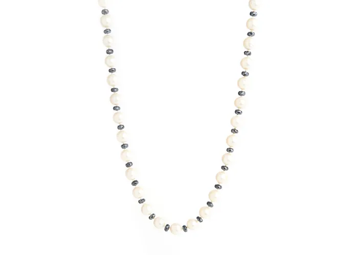 Pearl Dark Grey Moonstone Necklace Kamo by Kary Brittingham Necklaces
