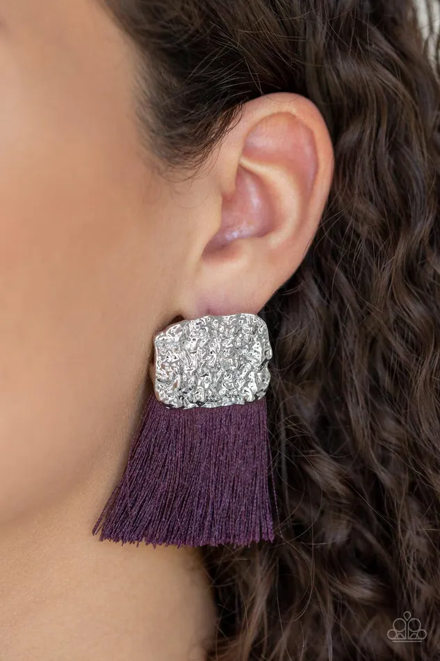 Plume Bloom Purple Earrings Jewelry by Bretta Paparazzi Accessories Earrings