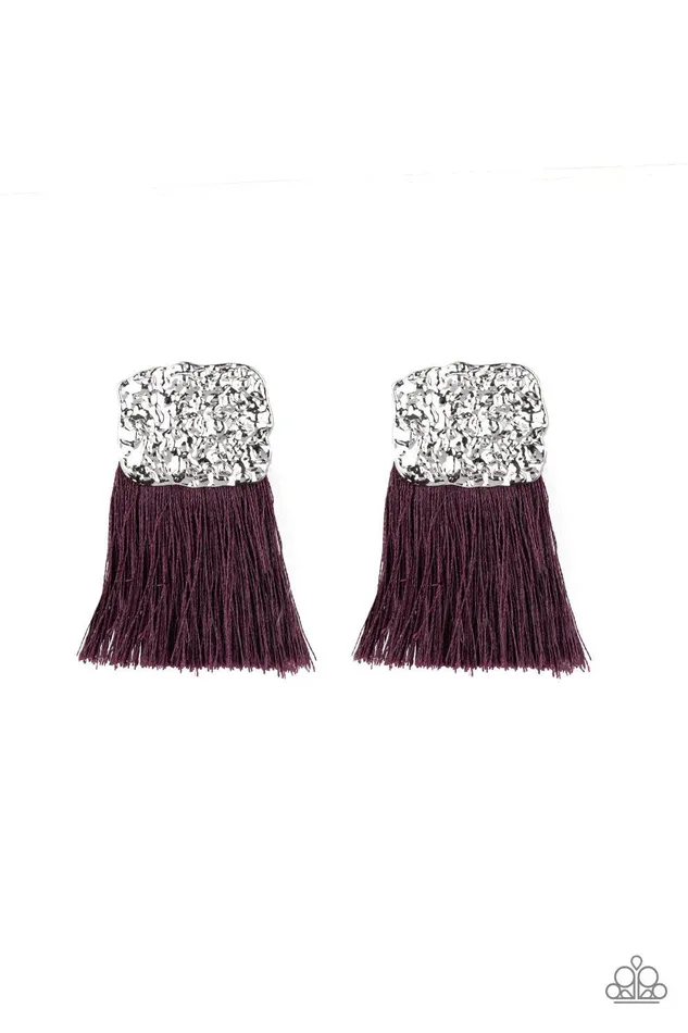 Plume Bloom Purple Earrings Jewelry by Bretta Paparazzi Accessories Earrings