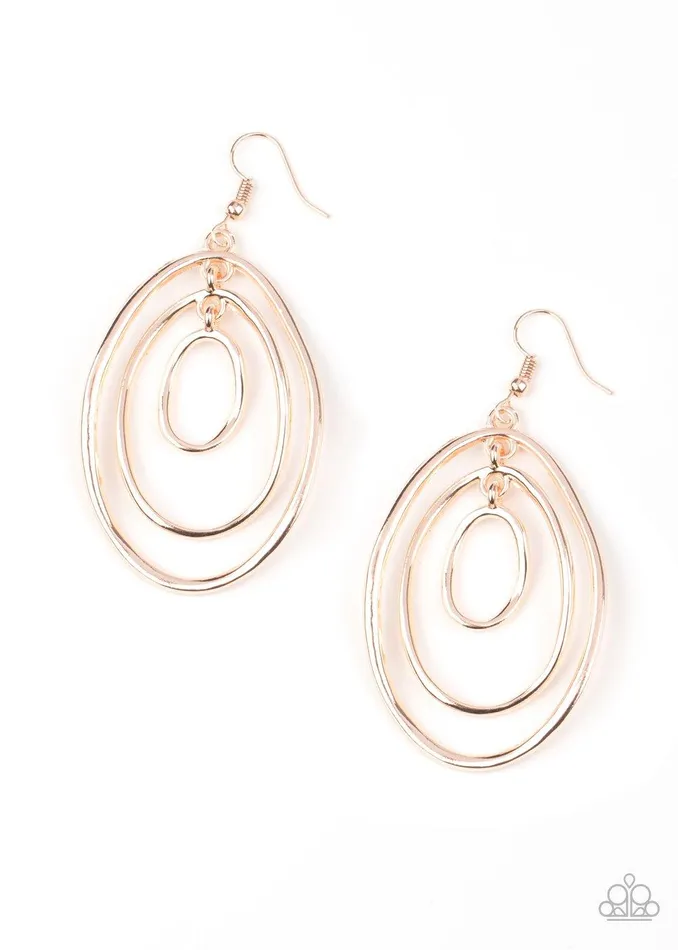 Retro Ruins Rose Gold Earrings Jewelry by Bretta Paparazzi Accessories Earrings