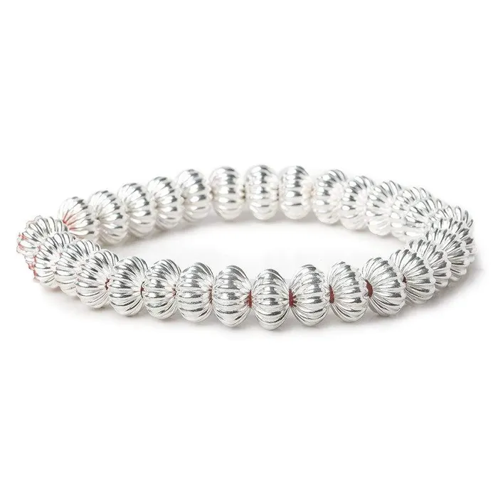 Rings Beadsofcambaycom 11mm Sterling Silver Plated Copper Rondelle Corrugated 8 inch 28 pcs