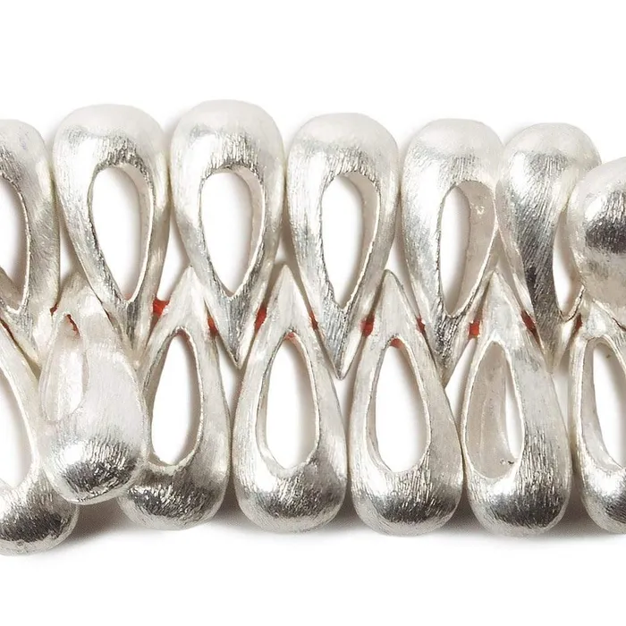Rings Beadsofcambaycom 16x6mm Sterling Silver Plated Copper Brushed Pear with Center Void 8 inch 60 beads Rings Beadsofcambaycom 16x6mm Sterling Silver Plated Copper Brushed Pear with Center Void 8 inch 60 beads