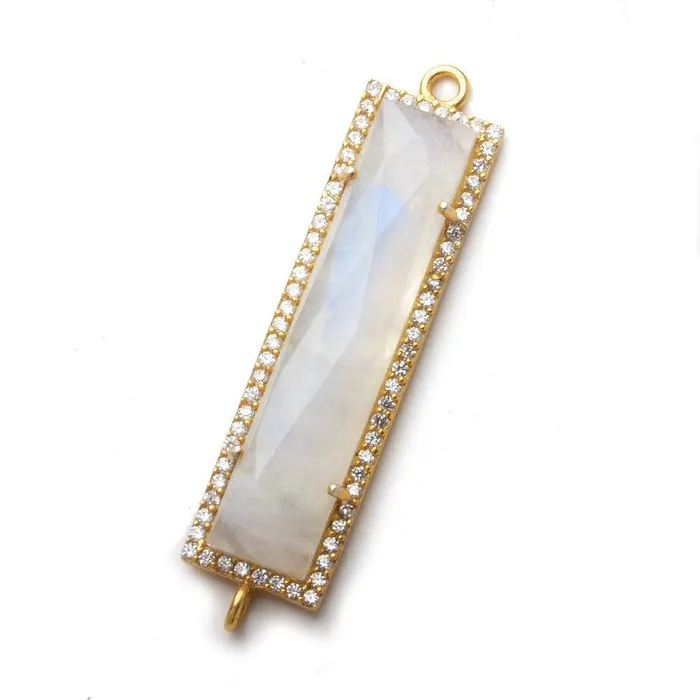 Rings Beadsofcambaycom 39x105mm Vermeil CZ Bezel Rainbow Moonstone Bar 2 Ring Connector 1 piece Rings Beadsofcambaycom 39x105mm Vermeil CZ Bezel Rainbow Moonstone Bar 2 Ring Connector 1 piece