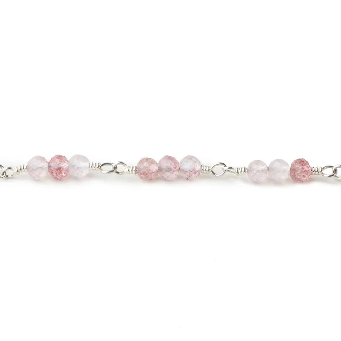 Rings Beadsofcambaycom 3mm Strawberry Quartz micro faceted round Trio Silver Chain by the foot 73 beads per Rings Beadsofcambaycom 3mm Strawberry Quartz micro faceted round Trio Silver Chain by the foot 73 beads per