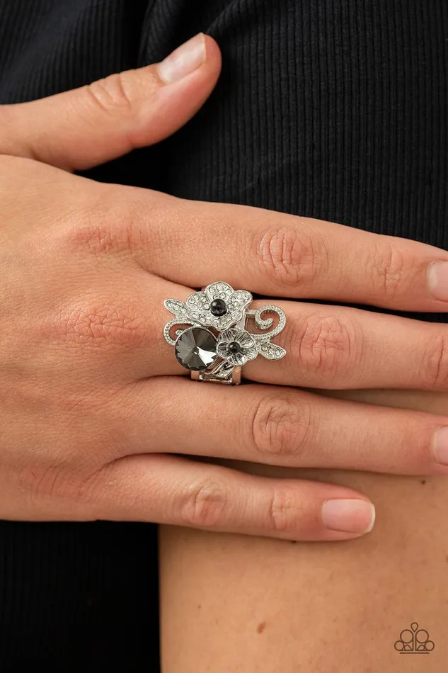 Rings Bucketful of Bouquets Black Ring Jewelry by Bretta Paparazzi Accessories