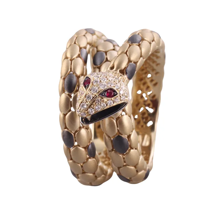 Rings Giloro Giloro Yellow Gold Diamond Ruby Snake Wrap Ring