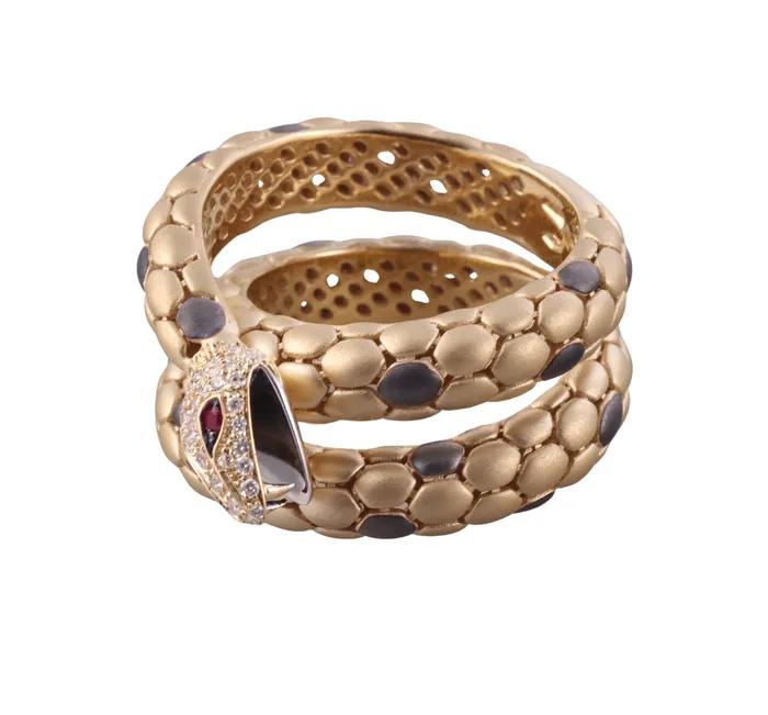 Rings Giloro Giloro Yellow Gold Diamond Ruby Snake Wrap Ring