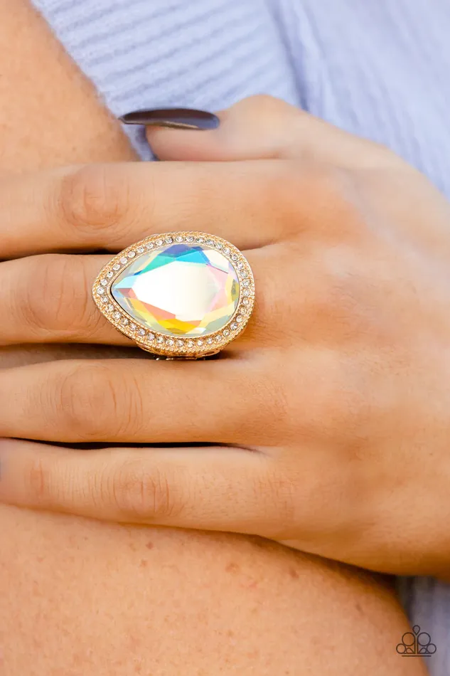 Rings Illuminated Icon Gold Ring Jewelry by Bretta Paparazzi Accessories