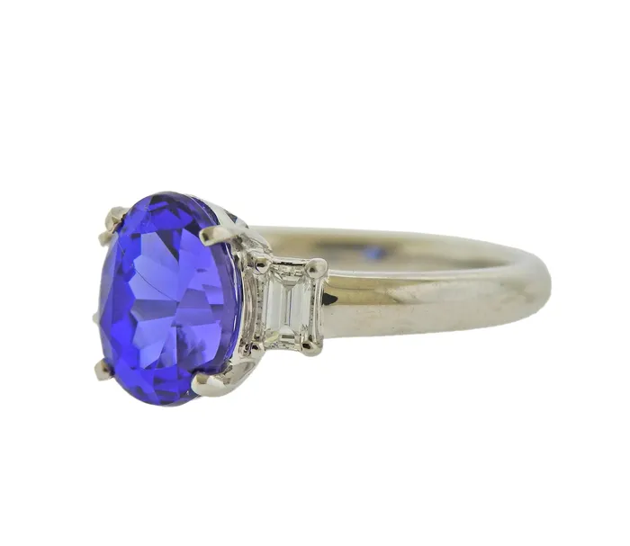 Rings Not Signed Platinum 326 Carat Tanzanite Diamond Ring