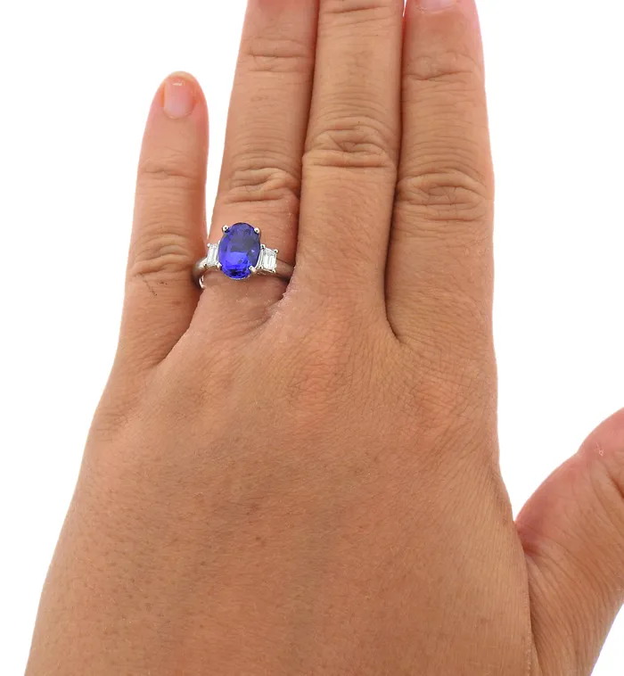 Rings Not Signed Platinum 326 Carat Tanzanite Diamond Ring